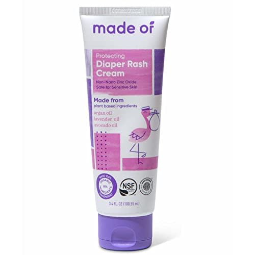 Organic Diaper Rash Cream by MADE OF - NSF Organic - Fragrance Free - Organic Diaper Ointment for Sensitive Skin and Eczema Rash and Irritation - Made in USA - 3.4oz (Fragrance Free, 1-Pack)