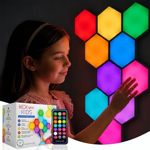 HEXlights Sensory Lights for Kids – 10pk Touch Hexagon LED Lights
