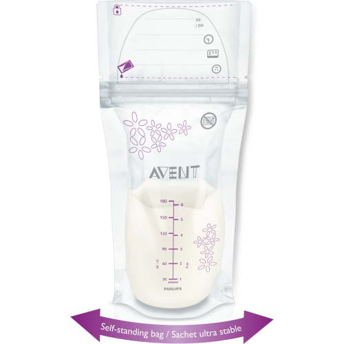 Philips AVENT 6-oz Breast Milk Storage Bags, 50-Count, BPA-Free