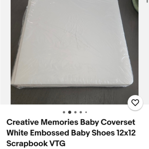 Creative Memories Baby Coverset White Embossed Baby Shoes 12x12 Scrapbook VTG