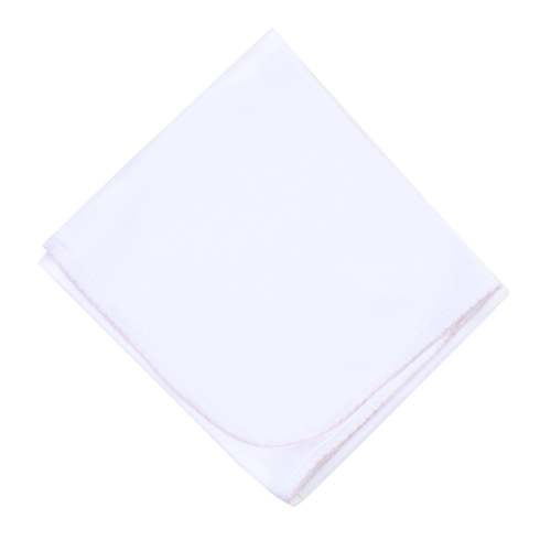 Baby Girl White Receiving Blanket with Pink Trim - Pima Cotton - Essentials – Magnolia Baby