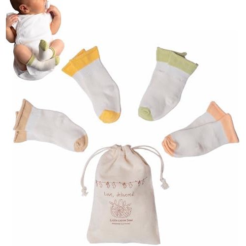 Organic Preemie Socks - Girls & Boys Premature Baby Turn Cuff Tiny Socks, 2-5lb -Preemie Clothes Hypoallergenic Cotton