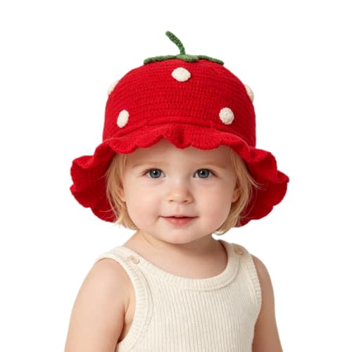 Baby Girls Knitted Strawberry Hat Strawberry Crochet Breathable Warm Hat