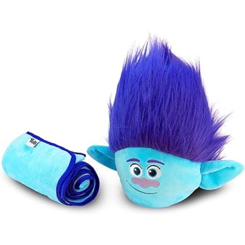 Trolls Armrest Buddy Stuffed Plush Travelling Toy with Blanket 13” - Kids Ultimate Travel Pillow Companion Set (Branch)