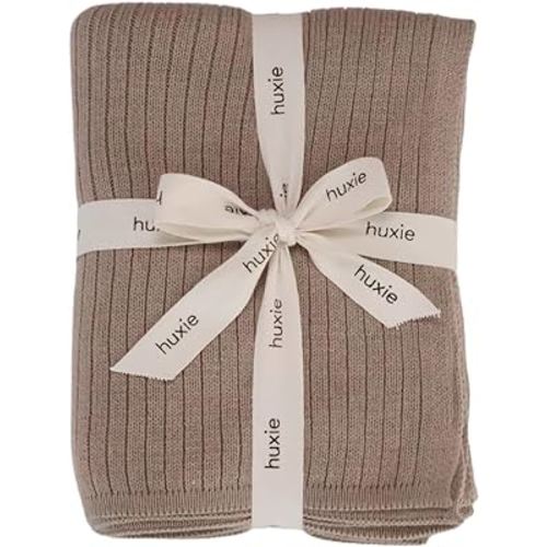 Knitted Organic Cotton Baby Blanket- Swaddle Blanket, 30" x 40" Soft Receiving Blanket for Newborn (Mochachino)