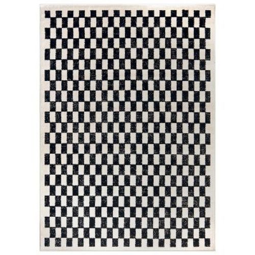 World Rug Gallery Contemporary Checkered Indoor Area Rug - BLACK 4'x6'
