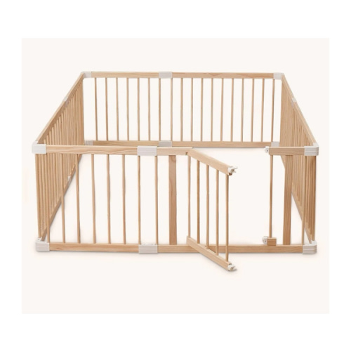 HARPPA Wooden Baby Gate Playpen | Non-Toxic Foldable DIY Adjustable Play Yard for Infants & Toddlers – Natural Finish Baby Fence for Small & Large Spaces