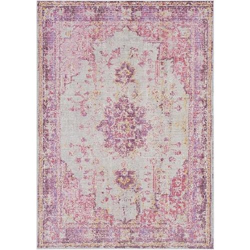 Laureldale Traditional Area Rug - Red, Light Gray, Lavender - 3'11" x 5'11"
