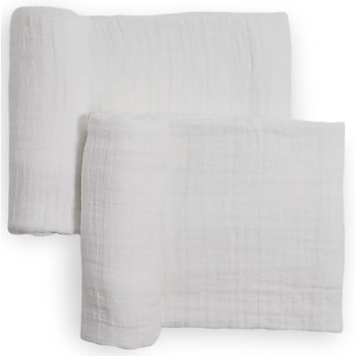 Little Unicorn 100% Natural Organic Cotton Muslin Swaddle Blanket 2 Pack | Giftable Set of 2 swaddles (White)