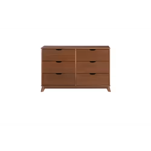 Phoebe Walnut 6 Drawer Solid Wood Dresser