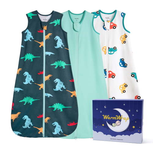 Baby Sleep Sack 12-18 Months 100% Cotton Baby Wearable Blanket 2-Way Zipper Breathable Lightweight Unisex Sleeping Bag 0.5 Tog Toddler Sleep Sack (3 Pack)