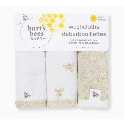 Golden Bee Organic Cotton Knit Terry Washcloths 3 Pack