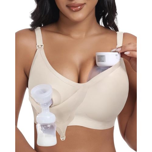 Wireless Seamless Pumping Bra Hands Free Nursing Bra Wirefree Comfort Wearable Breast Pump Brass