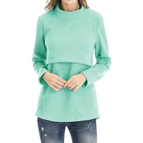 Smallshow Women's Fleece Nursing Tops Shirts Long Sleeve Breastfeeding Clothes