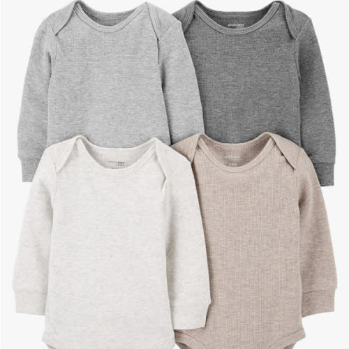 (Size 3-6m or 6-9m) Simple Joys by Carter's Unisex-Baby 4-Pack Long-Sleeve Thermal BodysuitBodysuit