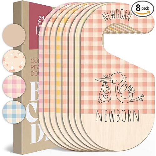 Baby Clothes Organizer - Pink Baby Closet Dividers for Nursery Decor, Storage & Organization - 8 Size Closet Dividers for Hanging Clothes, Gender Neutral Nursery Must-Haves & Accessories