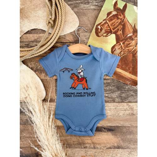 Doing Cowboy Stuff- Western Graphic Onesie (Infant)(Blue) – theFRINGEDpineapple