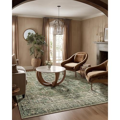 5x7 Area Rugs for Living Room: Washable Bedroom Rug Boho Vintage Rugs Stain Resistant Non Slip Low Pile Soft Lightweight Carpet for Kitchen Dining Room Farmhouse Nursery Kids Room