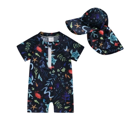 Hnyenmcko Infant Baby Boy Girls Rash Guard Swimsuit Short Sleeve Zipper Bathing Suit Toddler One Piece Swimwear Sunsuit
