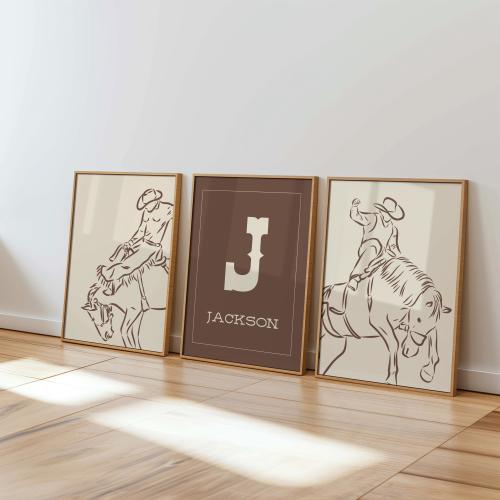 Custom Cowboy Nursery Art: Personalized Western Name Print (Digital Download)