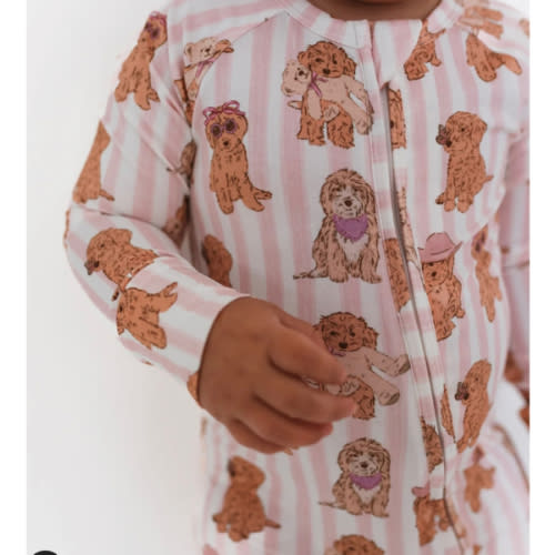 Pink Puppy Zipper Romper – In My Jammers