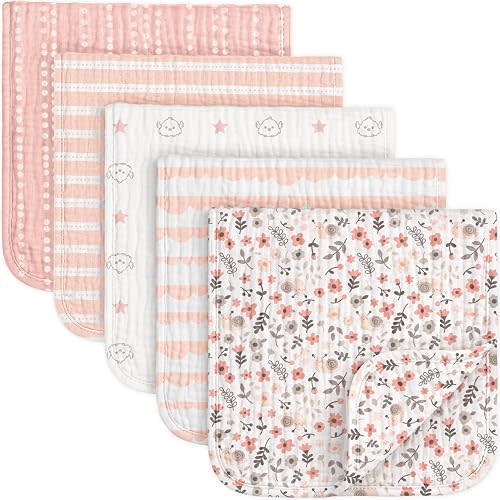 5-Pack Lyra Muslin Burp Cloths - Sweet Charm