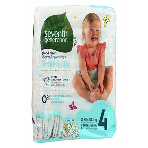 Seventh Generation Baby Free and Clear Diapers Stage 4: 22-37 Lbs (4x27 CT)