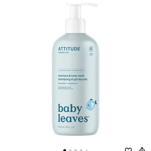 ATTITUDE 2-in-1 Shampoo and Body Wash for Baby, EWG Verified, Dermatologically Tested, Vegan, Good Night, 16 Fl Oz