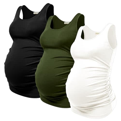 PARNIXS Summer Women's Maternity Tank Top Comfy Sleeveless Maternity Clothes