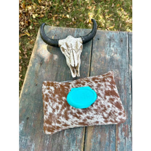 Brown and white speckled hair on hide baby wipes case – Six shooter boutique