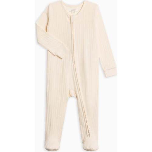 Maya Brushed Back Pointelle Footed Zipper Sleeper Ivory - Colored Organics | Maisonette