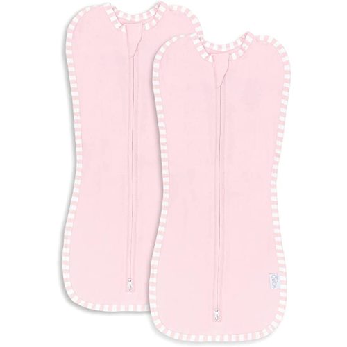 Comfy Cubs Swaddle Blanket Baby Girl Boy Easy Zipper Wrap 2 Pack Newborn Infant Sleep Sack (Large 3-6 Months, Pink)
