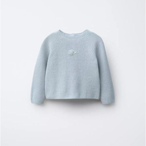 EMBROIDERED ELEPHANT PURL KNIT SWEATER - Sky blue | ZARA United States