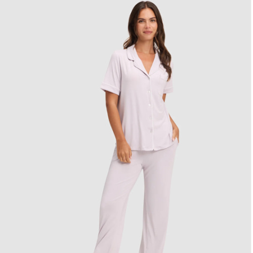Women's Bamboo Stretch-Knit Short Sleeve & Pant PJ Set | Cozy Earth