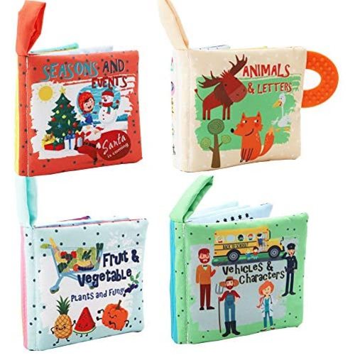 Soft Baby Cloth Book Baby Book Soft Crinkle Teething Toy Book Baby Books 0-6 Months,Early Learning Educational Toys for Babies Infant Toddler 1 2 Year Old Baby Girl Boy &Up, Baby Shower Birthday Gifts