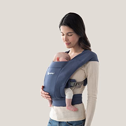 Ergobaby Embrace Baby Carrier Newborn to Toddler - Breathable Baby Carriers for Summer - Cozy Essentials (7-25 Pounds), Ponte Knit, Soft Navy