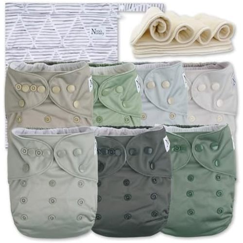 Nora's Nursery Cloth Diapers | 7 Pack | Waterproof,Reusable and Washable