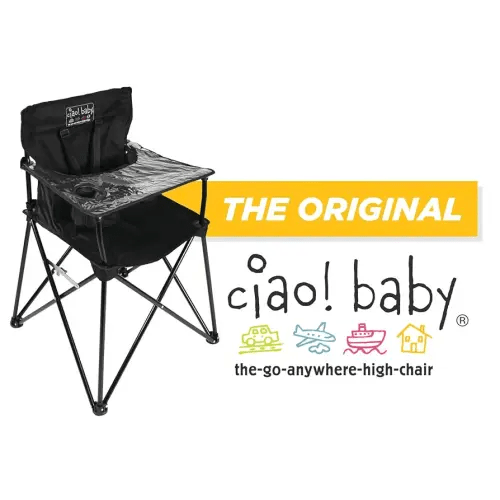 ciao! baby Portable High Chair for Travel, Fold Up High Chair with Tray, Black