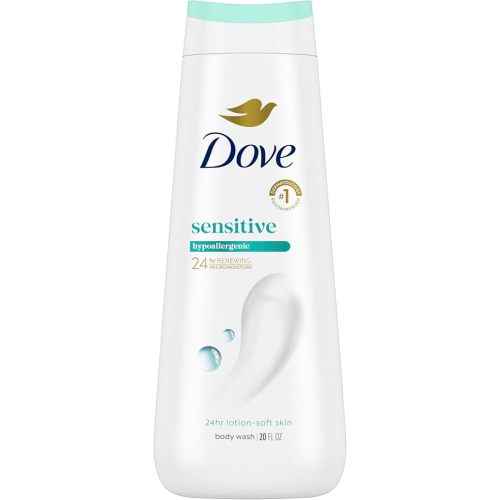 Dove Body Wash Sensitive Skin For 24hr Lotion-Soft Moisturizing Cleanser Gentle Hypoallergenic Formula with No Sulfates No Parabens 20 oz