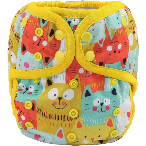 Sigzagor Baby Diaper Cover Nappy One Size 8lbs to 36lbs (Bright Cats)