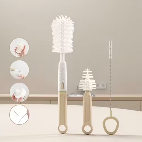silicone bottle brush set including handle cleaning nipple - Temu