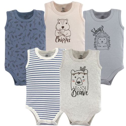 Luvable Friends Yoga Sprout Sleeveless Bodysuits 5pk, Woodland Creatures, 6-9M