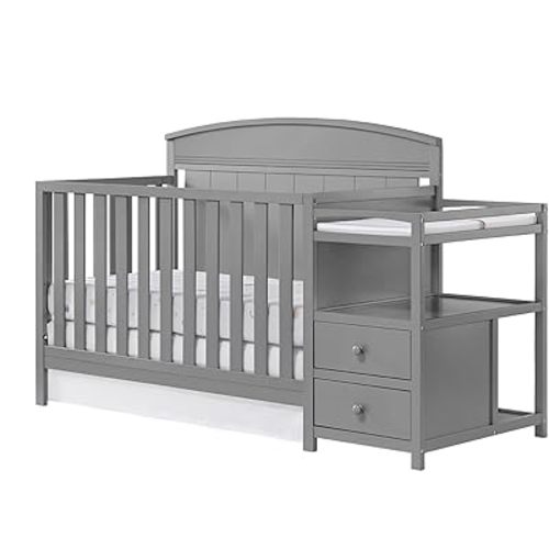 Oxford Baby Pearson 4-in-1 Convertible Crib & Changing Station, Dove Gray, GreenGuard Gold Certified