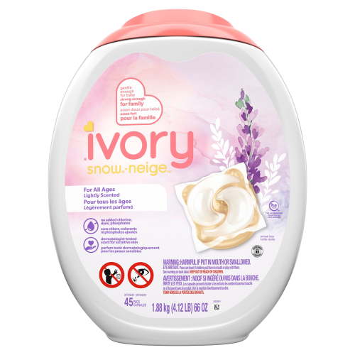 Ivory Snow Laundry Detergent Pacs, Lightly Scented, Lavender, HE Compatible, 45 - Walmart.ca