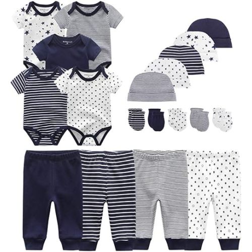 Kiddiezoom Unisex Baby Layette Essentials Giftset Clothing Set 19-Piece For Newborn Baby