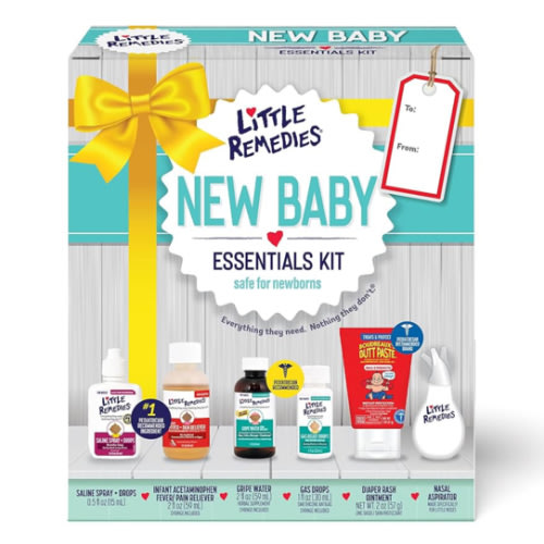 Little Remedies, New Baby Essentials Kit, 6 Newborn Essentials, Saline Nasal Spray, Gas Relief Drops, Gripe Water, Fever Reliever, & Diaper Ointment
