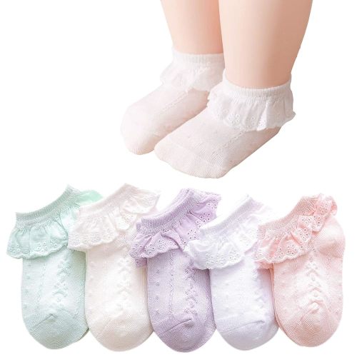 Baby Lace Socks Baby Girl Double/Eyelet Lace Ruffle Frilly Socks for Newborn Infant and toddlers Gift Set