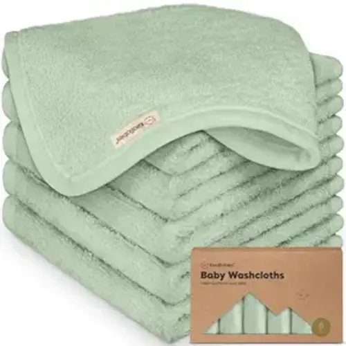 6-Pack Baby Washcloths – Soft Absorbent Viscose from Bamboo Washcloths for Face, Body, Baby Towels for Newborn, Kids, Toddlers, Infant, Gentle on Sensitive Skin, 10x10 Reusable Face Towels (Pistachio)
