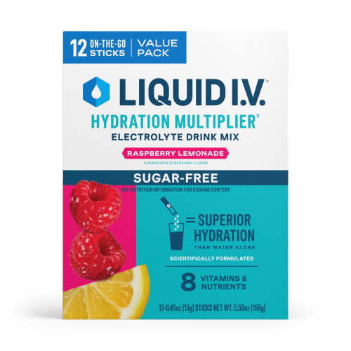 Liquid I.V.® Raspberry Lemonade Hydration Multiplier® Sugar-Free Powdered Electrolyte Drink Mix, 12 Count Packets