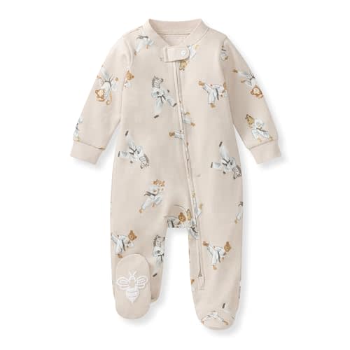 Burt's Bees Baby Boys Sleep and Play PJs, 100% Organic Cotton One-Piece Zip Front Romper Jumpsuit Pajamas